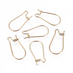 Ion Plating(IP) 304 Stainless Steel Hoop Earrings Findings Kidney Ear Wires, Golden, 20x10.5x0.6mm, 22 Gauge, Pin: 0.6mm(STAS-G200-01A-G)