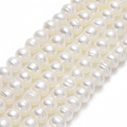 Natural Cultured Freshwater Pearl Beads Strands, Round, Linen, 5~5.5x5~5.5x4mm, Hole: 0.5mm, about 85~90pcs/strand, 14.37''(36.5cm)(PEAR-A005-01A)