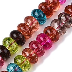 Baking Paint Transparent Glass Beads Strands, Imitation Quartz Crystal, Rondelle, Colorful, 10x6mm, Hole: 1.2mm, about 65pcs/strand, 14.96 inch(38cm)(DGLA-N005-12E)