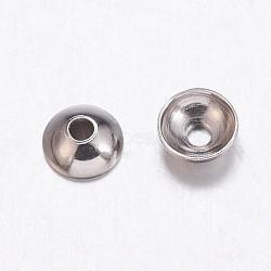 Tarnish Resistant 304 Stainless Steel Bead Caps, Apetalous, Stainless Steel Color, 6mm, Hole: 0.8mm(STAS-E139-D-03)