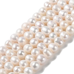 Natural Cultured Freshwater Pearl Beads Strands, Potato, Grade 3A+, PapayaWhip, 9~10x8~9mm, Hole: 0.7mm, about 41~42pcs/strand, 14.06~14.33''(35.7~36.4cm)(PEAR-E018-06)