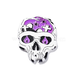 Double-sided Printed Opaque Acrylic Pendants, Skull, Blue Violet, 38x27.5x2.4mm, Hole: 2mm(MACR-F075-04)