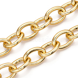 Aluminum Cable Chains, Oval Link Chains, Unwelded, Light Gold, 27.5x19.5x4.5mm(CHA-N003-21KCG)