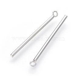 Tarnish Resistant 202 Stainless Steel Pendants, Bar, Stainless Steel Color, 33x1.5mm, Hole: 1.5mm(STAS-F186-03P-1.5x30mm)