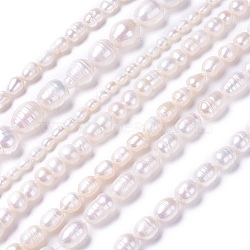 Natural Cultured Freshwater Pearl Beads Strands, White, 4~17x4~17mm, Hole: 0.5~1mm, about 20~96pcs/strand, 13.5 inch~15.2 inch(34.5~38.5cm)(PEAR-L021-18-01)