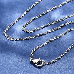 Tarnish Resistant 304 Stainless Steel Cable Chain Necklaces, with Lobster Claw Clasp, Stainless Steel Color, 17.7 inch(45cm), Jump Ring: 3x0.5mm(NJEW-E026-04P)