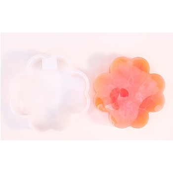 DIY Silicone Candlesticks Molds, for Candle Making, White, Flower, 12.3x11.8x3.1cm, Hole: 22mm