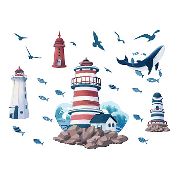 PVC Wall Stickers, Wall Decoration, Lighthouse Pattern, 740x290mm, 2pcs/set