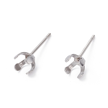 304 Stainless Steel Stud Earring Findings, Prong Earring Settings, Stainless Steel Color, 14.5x5.5mm, Inner Diameter: 5mm, Pin: 0.7mm