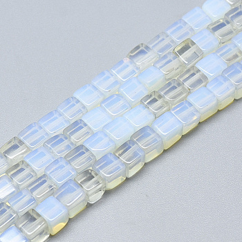 Opalite Beads Strands, Cube, 6~6.5x6~6.5x6~6.5mm, Hole: 1mm, about 65pcs/strand, 16.1 inch
