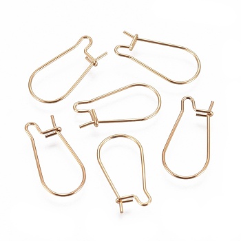 Ion Plating(IP) 304 Stainless Steel Hoop Earrings Findings Kidney Ear Wires, Golden, 20x10.5x0.6mm, 22 Gauge, Pin: 0.6mm