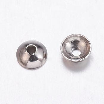 304 Stainless Steel Bead Caps, Apetalous, Stainless Steel Color, 6mm, Hole: 0.8mm