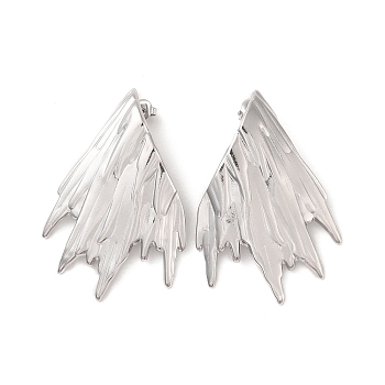 Wing 304 Stainless Steel Stud Earrings for Women, Stainless Steel Color, 57x37mm