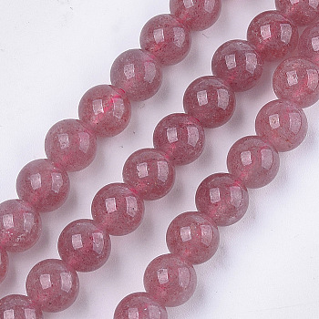 Natural Strawberry Quartz Beads Strands, Round, 8mm, Hole: 1mm, about 45~48pcs/strand, 15.3 inch