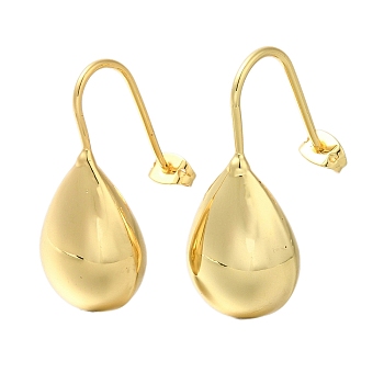 Rack Plating Teardrop Brass Dangle Earrrings, Long-Lasting Plated, Cadmium Free & Lead Free, Real 18K Gold Plated, 35x21mm