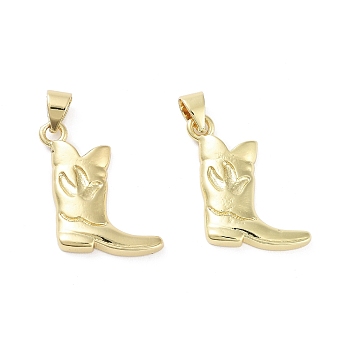 Rack Plating Brass Pendants, Long-Lasting Plated, Lead Free & Cadmium Free, Shoes, Real 18K Gold Plated, 19x18x2.5mm