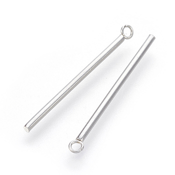 202 Stainless Steel Pendants, Bar, Stainless Steel Color, 33x1.5mm, Hole: 1.5mm