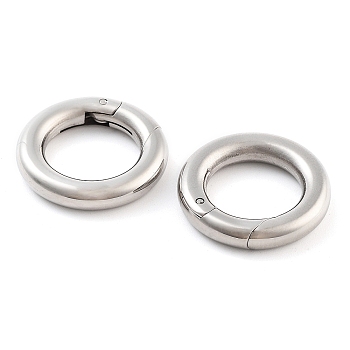 Non-Tarnish 316 Stainless Steel Spring Gate Rings, Rings, Stainless Steel Color, 18x3.5mm