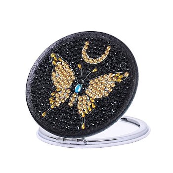 DIY Mirror Diamond Painting Kit, Including Resin Rhinestones Bag, Diamond Sticky Pen, Tray Plate and Glue Clay, Butterfly, 71mm