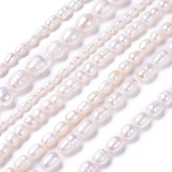 Natural Cultured Freshwater Pearl Beads Strands, White, 4~17x4~17mm, Hole: 0.5~1mm, about 20~96pcs/strand, 13.5 inch~15.2 inch(34.5~38.5cm)