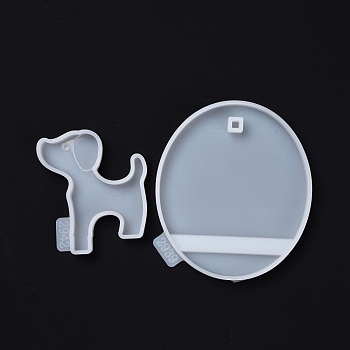 DIY Mobile Phone Holders Silicone Mold, Resin Casting Molds, For UV Resin, Epoxy Resin Jewelry Making, Dog, White, 72x60x8mm, Hole: 2mm