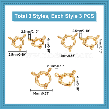 9Pcs 3 Styles Ion Plating(IP) 304 Stainless Steel Spring Ring Clasps(STAS-UN0052-55)-3