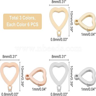 unicraftale 18 個 3 色 304 ステンレススチール オープン ハート チャーム(STAS-UN0029-72)-4