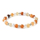 Natural Mixed Gemstone & ABS Plastic Pearl Beaded Stretch Bracelet(BJEW-JB09520)-2