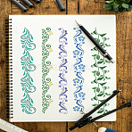 Self-Adhesive Silk Screen Printing Stencil, for Painting on Wood, DIY Decoration T-Shirt Fabric, Turquoise, Floral, 280x220mm(X1-DIY-WH0338-363)