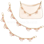 2Pcs Alloy Enamel Pink Bowknot Charm Cable Chain Purse Decorative Chains, with Swivel Clasps, Bag Replacement Accessories, Golden, 360mm(HJEW-BBC0001-48)