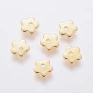 201 Stainless Steel Charms, Flower, Golden, 6x6x1mm, Hole: 1mm(STAS-L234-047A-G)