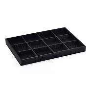 Wooden Cuboid Jewelry Presentation Boxes, Covered with Cloth, 12 Compertments, Black, 35x24x3cm(ODIS-N021-02)