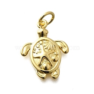 Brass Pendants, Turtle Charms, Rack Plating, Cadmium Free & Lead Free, Long-Lasting Plated, with Jump Ring, Real 18K Gold Plated, 17x13x2.5mm, Hole: 3mm(KK-P295-51G)