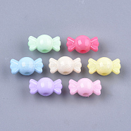Opaque Solid Color Acrylic Beads, Candy, Mixed Color, 8x14.5x8mm, Hole: 2mm, about 137pcs/50g(X-MACR-T030-16)