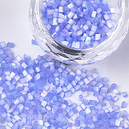 Glass Bugle Beads, Round Hole, Imitation Cat Eye, Cornflower Blue, 2~2.5x1.5~2mm, Hole: 0.8mm, about 30000pcs/bag(SEED-S023-15C-05)