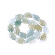 Natural Aquamarine Beads Strands, Oval, 17~19x13~14x3~6mm, Hole: 1mm, about 20pcs/strand, 15.9 inch(40.5cm)(G-F645-08)