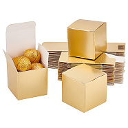 Foldable Paper Wedding Candy Boxes, Square Candy Case for Wedding Party, Gold, 15.2x10cm, Unfold: 5.1x5.1x5.1cm(CON-WH0094-22A)