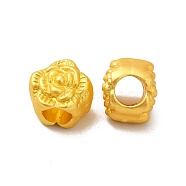 Rack Plating Alloy European Beads, Large Hole Beads, Flower, Matte Gold Color, 9.5x9x8.5mm, Hole: 4.5mm(PALLOY-K255-09MG)
