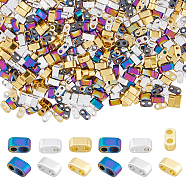 180Ps 3 Colors Electroplated Non-magnetic Synthetic Hematite Beads, 2-Hole, Rectangle, Mixed Color, 4.5x2x2.5mm, Hole: 1mm, 60pcs/color(G-FH0002-10)