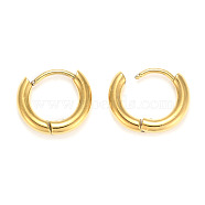 Ion Plating(IP) 304 Stainless Steel Huggie Hoop Earrings, Manual Polishing, Hypoallergenic Earrings, Thick Hoop Earrings, Ring, Real 18K Gold Plated, 10 Gauge, 13x12x2.5mm, Pin: 1mm(EJEW-O087-06G-G)