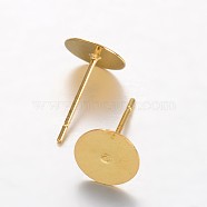 Brass Stud Earring Findings, Golden, 8mm, Pin: 0.7mm(KK-F371-38G)
