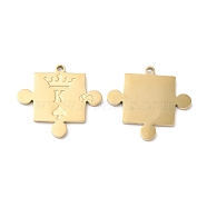 Ion Plating(IP) 316L Surgical Stainless Steel Pendants, King Puzzle Piece Charm, Textured, Real 18K Gold Plated, 18.5x20.5x1.5mm, Hole: 1.4mm(STAS-H213-51G)