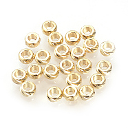 Brass Spacer Beads, Real 18K Gold Plated, Ring, Golden, 3x1.5mm, Hole: 1.5mm(KK-Q735-51G)