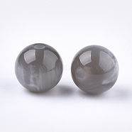 Resin Beads, Imitation Gemstone, Round, Light Grey, 12mm, Hole: 2mm(RESI-S377-15A-02)