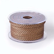 Braided Cowhide Cord, Leather Jewelry Cord, Jewelry DIY Making Material, Camel, 3mm, about 10.93 yards(10m)/roll(WL-I003-3mm-C-10)