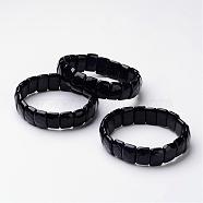 Synthetic Blue Goldstone Beaded Stretch Bracelets, Faceted, Rectangle, 2 inch~2-1/4 inch(53~58mm)(BJEW-G490-05)