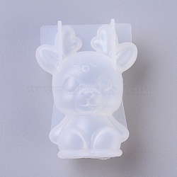 Silicone Molds, Resin Casting Molds, For UV Resin, Epoxy Resin Jewelry Making, Christmas Reindeer/Stag, White, 77x57x42mm(DIY-G010-64)
