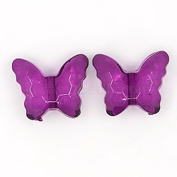 Transparent Acrylic Beads, Butterfly, Purple, about 22mm long, 18mm wide, 9mm thick, Hole:1.6~1.8mm, about 257pcs/500g(PL405Y-12)