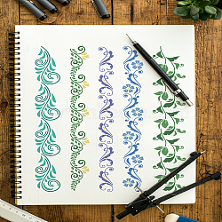 Self-Adhesive Silk Screen Printing Stencil, for Painting on Wood, DIY Decoration T-Shirt Fabric, Turquoise, Floral, 280x220mm(X1-DIY-WH0338-363)
