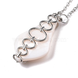 Shell Pendant Necklaces, with 304 Stainless Steel Cable Chain and 201 Stainless Steel Lobster Claw Clasps, Stainless Steel Color, 40.5cm(NJEW-E154-05P)